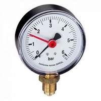 ALIGVAROM Nyomásmérő óra manometer 1/4" alsó rögzítés 0-4 bar, változást rögzítő mutatóval