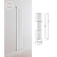 Infra Design radiátor 1800x300x58 mm egysoros 755W fehér panel radiátor, fürdőszoba radiátor fehér termosztáttal