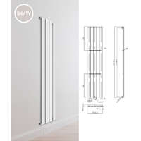Infra Design radiátor 1800x376x58 mm egysoros 945W fehér panel radiátor, fürdőszoba radiátor fehér termosztáttal