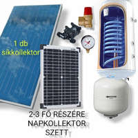 NAPCSAP Napelemes + prémium síkkollektoros napkollektor rendszer 100 literes hőcserélős bojlerrel, 12V szivattyúval, 20W napelemmel, tágulási tartállyal, biztonsági szeleppel