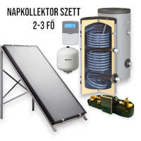 NAPCSAP 2-3 fő részére síkkollektoros szett HMV készítés: 1 síkkollektor + 150 literes Sunsystem hőcserélős bojler + szivattyú állomás + vezérlés + tágulási tartály