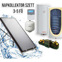 NAPCSAP 3-5 fő részére napkollektor rendszer: 2 db síkkollektor + 200 literes 1 hőcserélős Sunsystem fali bojler + ECO szivattyú állomás + vezérlés + tágulási tartály