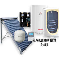 NAPCSAP 3-4 fő részére vákuumcsöves napkollektor szett HMV készítés: 15 csöves napkollektor + 150 literes Sunsystem hőcserélős bojler + szivattyú állomás + vezérlés + tágulási tartály