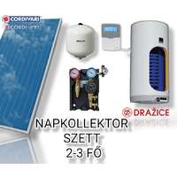 NAPCSAP 3-5 fő részére Cordivari napkollektor rendszer: 2 db síkkollektor + 200 literes 1 hőcserélős fali bojler + ECO szivattyú állomás + vezérlés + tágulási tartály
