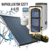 NAPCSAP 4-6 fő részére napkollektoros rendszer: 30 vákuumcsöves napkollektor + 300 literes 2 hőcserélős Sunystem álló bojler + szivattyú állomás + vezérlés + tágulási tartály