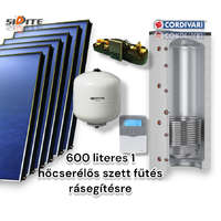 Cordivari Napkollektor rendszer Cordivari 600 literes 1 hőcserélős puffer fűtés rásegítésre: 6 síkkollektor + 1 hőcserélős puffertároló + nagyteljesítményű szivattyú állomás + vezérlés + tágulási tartály
