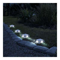 Garden of Eden LED-es leszúrható / fali szolár lámpa - négyzet alakú, fém - hidegfehér - 10 x 10 x 2,5 (+11) cm