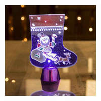 Family Karácsonyi asztali LED dekor - fényes talppal - csizma - lila - 15 cm