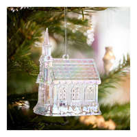 Family Karácsonyi dísz - irizáló, akril templom - 75 x 100 x 60 mm