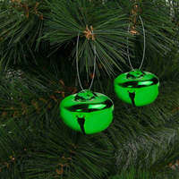 Family Karácsonyi dísz - akasztható, csilingelő - fém, 20 mm - zöld - 9 db / csomag