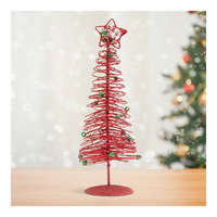 Family Karácsonyi, glitteres, fém karácsonyfa - 28 cm - piros
