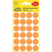 Avery Etikett címke, o18mm, jelölésre, neon 24 címke/ív, 4 ív/doboz, Avery narancssárga