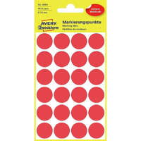 Avery Etikett címke, o18mm, jelölésre, 24 címke/ív, 4 ív/doboz, Avery piros