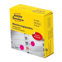 Avery Etikett címke, o10mm, tekercses jelölőpont adagoló dobozban 800 címke/doboz, Avery rózsaszín