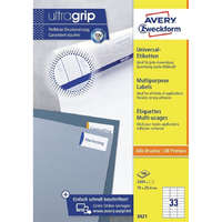 Avery Etikett címke, 70 x25,4mm, univerzális, 33 címke/ív, 100 ív/doboz, Avery fehér