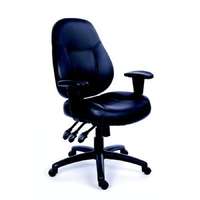 Mayah Irodai szék, állítható karfával, fekete bonded bőrborítás, fekete lábkereszt, MAYAH "Champion"