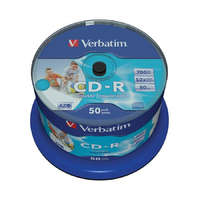 Verbatim CD-R lemez, nyomtatható, matt, no-ID, AZO, 700MB, 52x, 50 db, hengeren, VERBATIM