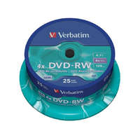 Verbatim DVD-RW lemez, újraírható, 4,7GB, 4x, 25 db, hengeren, VERBATIM
