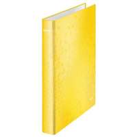 Leitz Gyűrűs könyv, 2 gyűrű, D alakú, 40 mm, A4 Maxi, karton, LEITZ "Wow", sárga