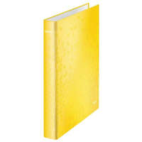 Leitz Gyűrűs könyv, 4 gyűrű, D alakú, 40 mm, A4 Maxi, karton, LEITZ "Wow", sárga