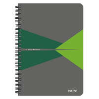 Leitz Spirálfüzet, A5, kockás, 90 lap, laminált karton borító, LEITZ "Office", szürke-zöld
