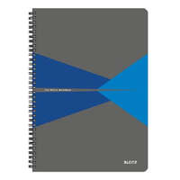 Leitz Spirálfüzet, A4, kockás, 90 lap, laminált karton borító, LEITZ "Office", szürke-kék