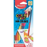 Maped Színes ceruza készlet, kétvégű, háromszögletű, MAPED "Color`Peps Duo", 24 különböző szín