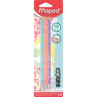 Maped Grafitceruza radírral, HB, háromszögletű, MAPED "Black`Peps Pastel", vegyes pasztell színek, 3db/bliszt