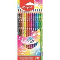 Maped Színes ceruza készlet, háromszögletű, MAPED "Mini Cute", 12 különböző szín