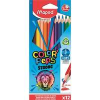Maped Színes ceruza készlet, háromszögletű, MAPED "Color`Peps Strong", 12 különböző szín