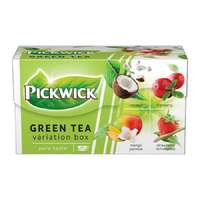 Pickwick Zöld tea, 20x1,5 g, PICKWICK "Zöld tea Gyümölcsös Variációk", kókusz, vörösáfonya, eper-citromfű, mangó-jázmin
