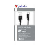 Verbatim USB kábel, USB - micro USB, 0,3 m, VERBATIM, fekete