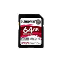 Kingston Kingston 64GB SD Canvas React Plus (SDXC Class 10 UHS-II U3) (SDR2/64GB) memóriakártya