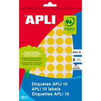 Apli Etikett, 16 mm kör, kézzel írható, színes, APLI, sárga, 432 etikett/csomag