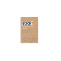 Stickn Öntapadó jegyzettömb STICK`N Kraft notes 76x51mm újrahasznosított natúr barna 100 lap