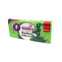 Müller Papírzsebkendő 4 rétegű 100 db/csomag, bambusz-fehér tea illatú, Müller