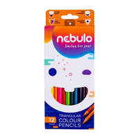 Nebulo Színes ceruza készlet, háromszögletű, NEBULO, 12 különböző szín