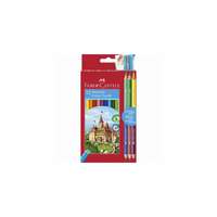 Faber-castell Színes ceruza készlet, hatszögletű, FABER-CASTELL, 12 különböző szín + 3 db bicolor ceruza