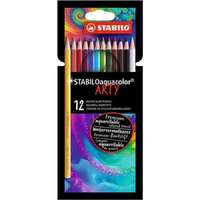 Stabilo Akvarell ceruza készlet, STABILO "Aquacolor ARTY", 12 különböző szín