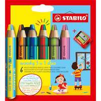 Stabilo Színes ceruza készlet, STABILO "Woody 3 in 1 duo", 6 dupla vegyes szín