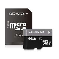 Adata ADATA 64GB SD micro Premier (SDXC Class 10 UHS-I) (AUSDX64GUICL10-RA1) memória kártya adapterrel