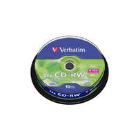 Verbatim CD-RW lemez, újraírható, SERL, 700MB, 8-10x, 10 db, hengeren VERBATIM