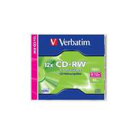 Verbatim CD-RW lemez, újraírható, SERL, 700MB, 8-12x, 1 db, normál tok, VERBATIM