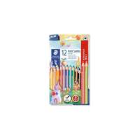 STAEDTLER Színes ceruza készlet, háromszögletű, vastag, hegyezővel, STAEDTLER "Noris® Jumbo 128", 10+2 különböző szín