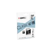 EMTEC Memóriakártya, microSDHC, 32GB, CL10, 20/12 MB/s, adapter, EMTEC "Classic"