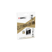 EMTEC Memóriakártya, microSDHC, 16GB, UHS-I/U1, 85/20 MB/s, adapter, EMTEC "Elite Gold"