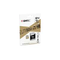 EMTEC Memóriakártya, microSDXC, 64GB, UHS-I/U1, 85/20 MB/s, adapter, EMTEC "Elite Gold"