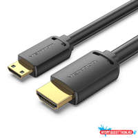 Vention Vention HDMI-C/M -> HDMI-A/M (4K,HD, fekete), 1,5m, kábel