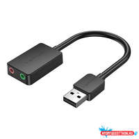 Vention Vention USB-A 2.0/M -> 2*3,5mm/F (külső, fekete), 0,15m, hangkártya