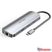 Vention VENTION Multi-function USB-C to HDMI/USB3.0x3/RJ45/SD/TF/PD Dokkoló 0.15M Gray Aluminum Alloy Type